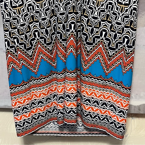 LAUNDRY by SHELLI SEGAL Aztec Shift Dress‎ Size L Mandarin Red Multi Liquid Knit - Picture 4 of 16